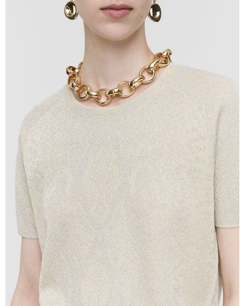 Joseph White Char Lurex Snake Knit Top