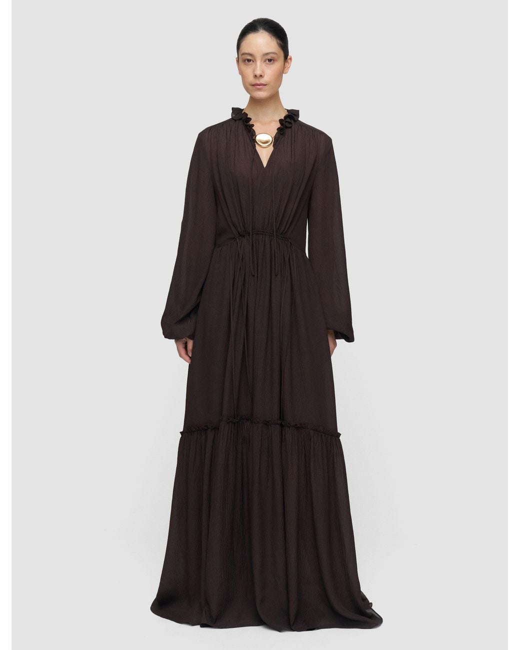 Joseph Brown Lotus Textured Silk Dress