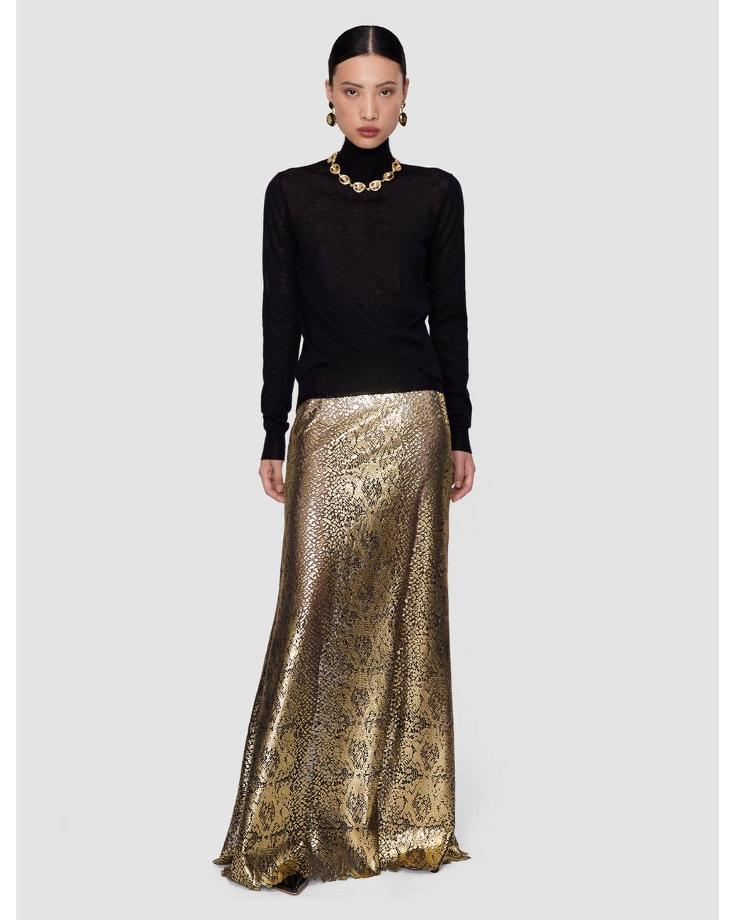 Joseph Metallic Abney Bullion Sheer Snake Skirt