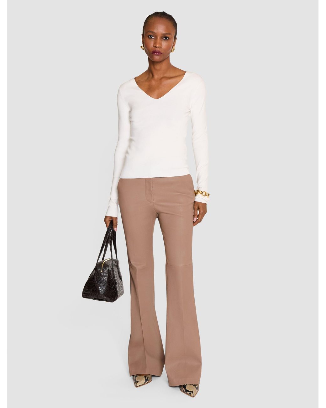 Joseph Natural Tafira Leather Stretch Trousers