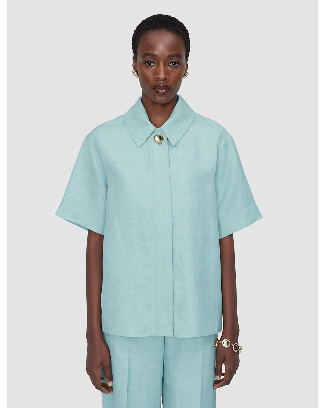 Joseph Blue Volu Light Linen Blend Shirt