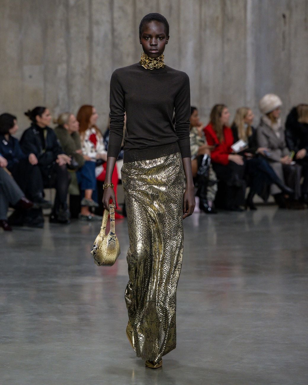 Joseph Metallic Abney Bullion Sheer Snake Skirt
