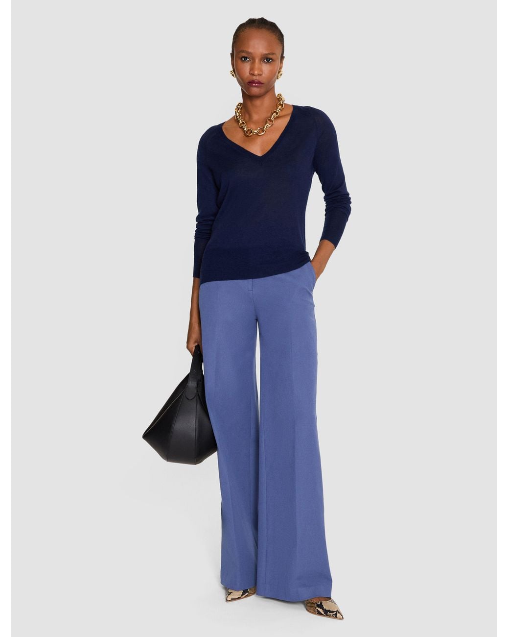 Joseph Blue Cetus Cashair V Neck Jumper