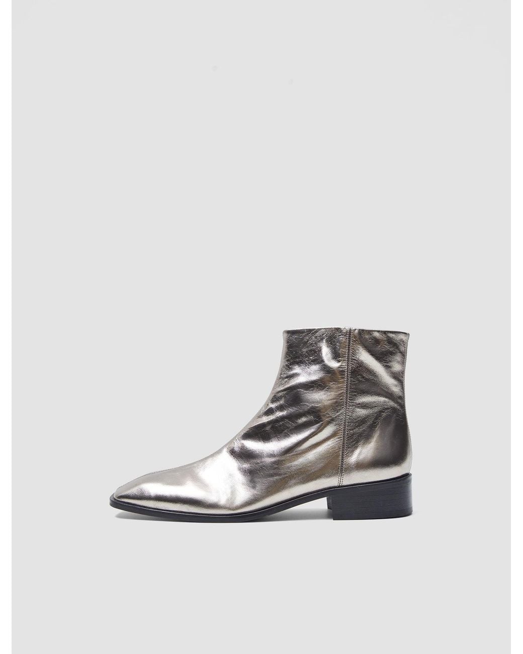 Joseph Metallic Leather Ankle Boots