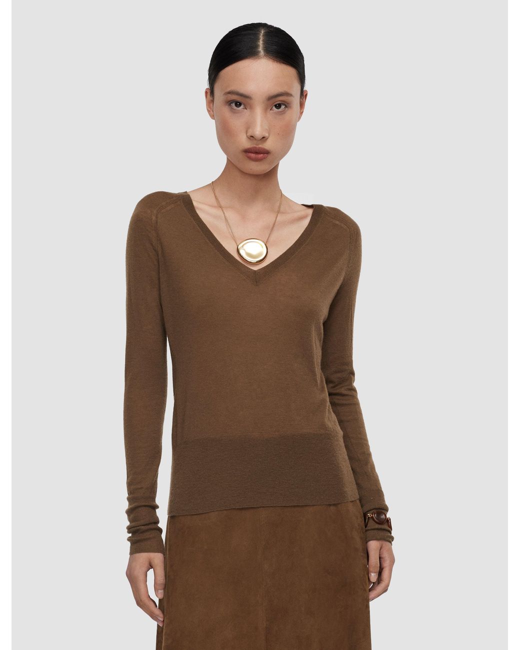 Joseph Natural Cetus Cashair V Neck Jumper