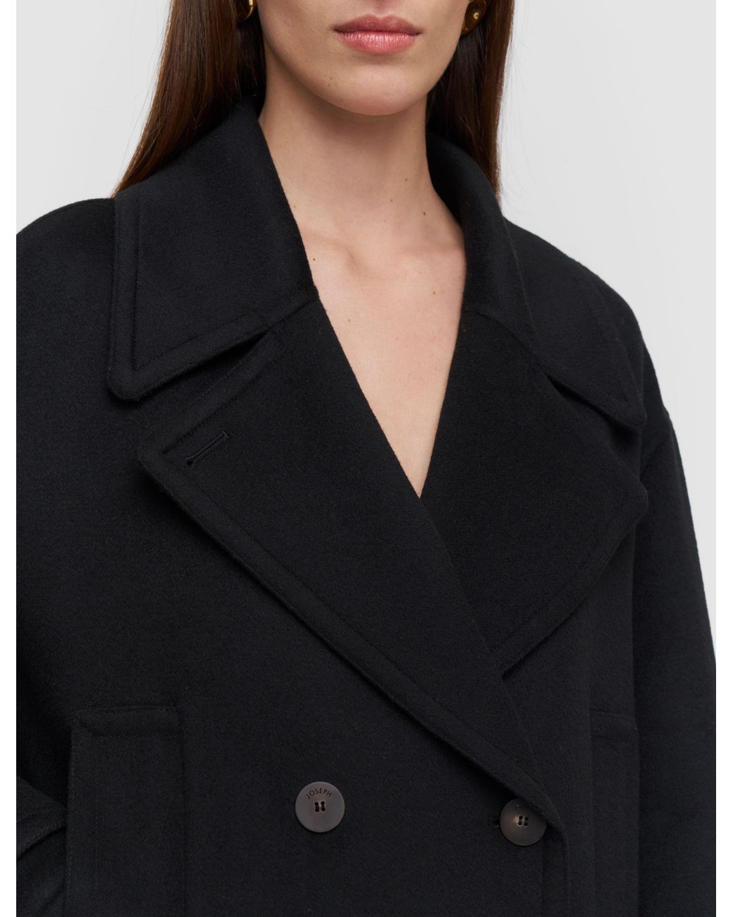 Joseph Black Weston Double Face Cashmere Pea Coat