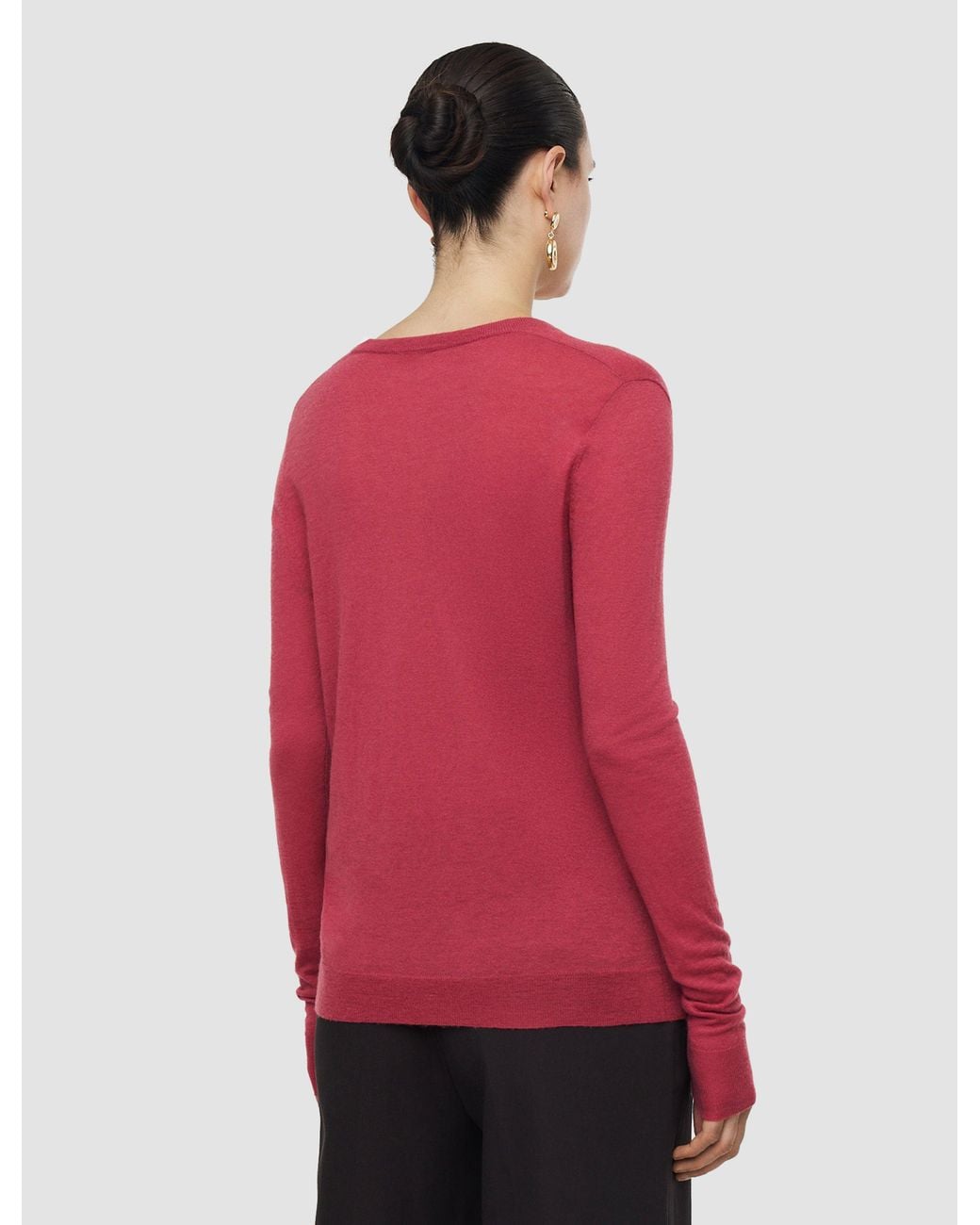 Joseph Red Cashair V Neck Jumper