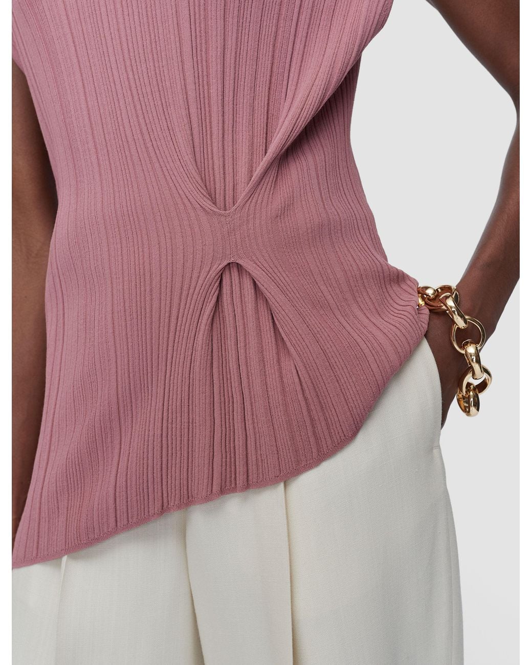 Joseph Pink Kenit Knit Plissé Top