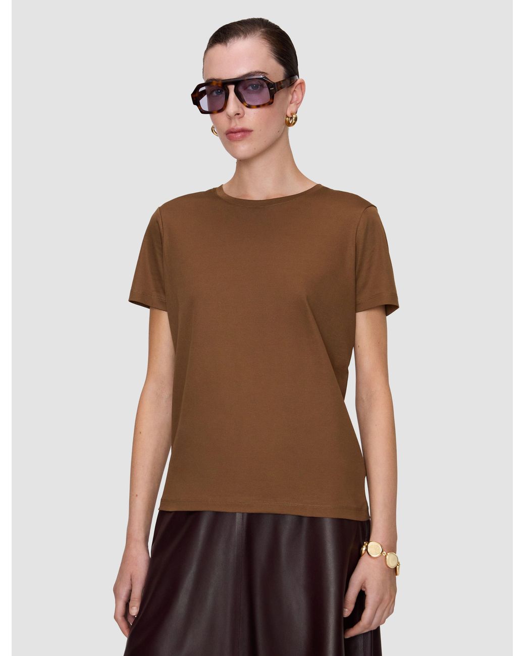 Joseph Brown Livia Mercerised Cotton T-Shirt