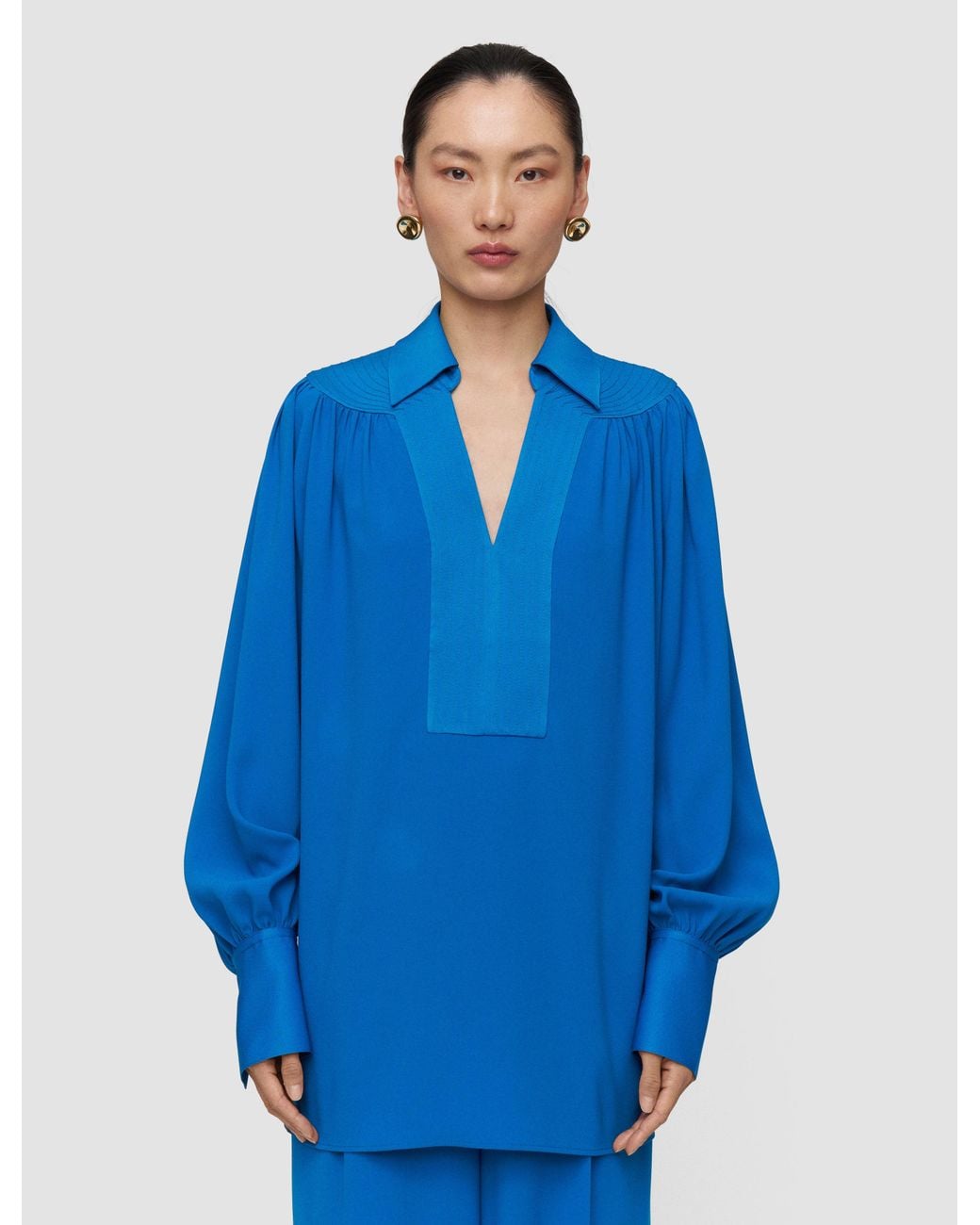 Joseph Blue Bou Crepe Blouse