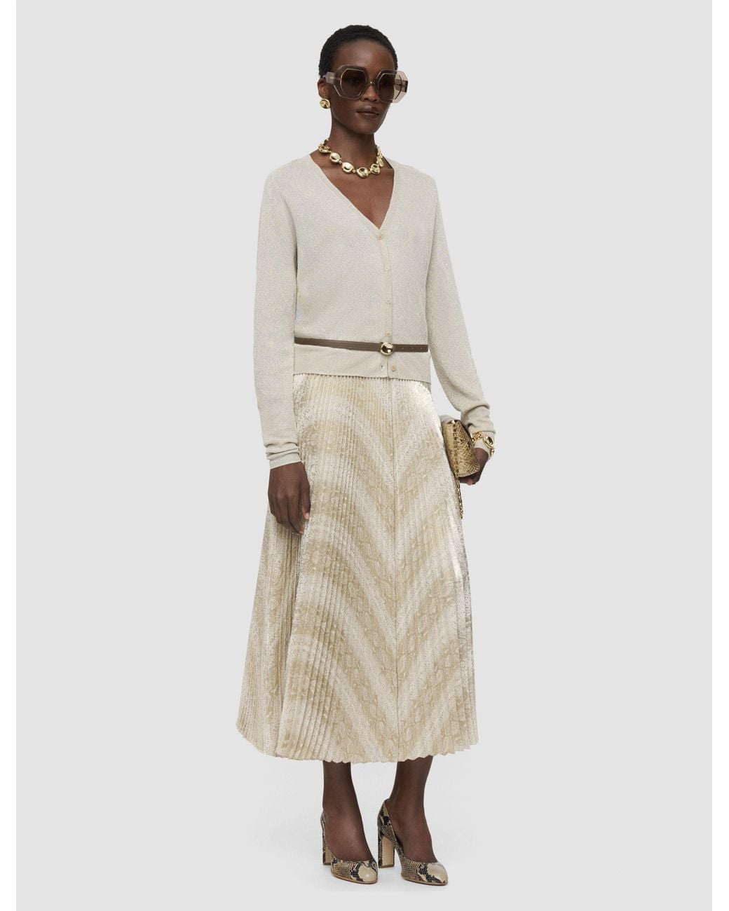 Joseph Natural Doris Lurex Snake Knit Cardigan
