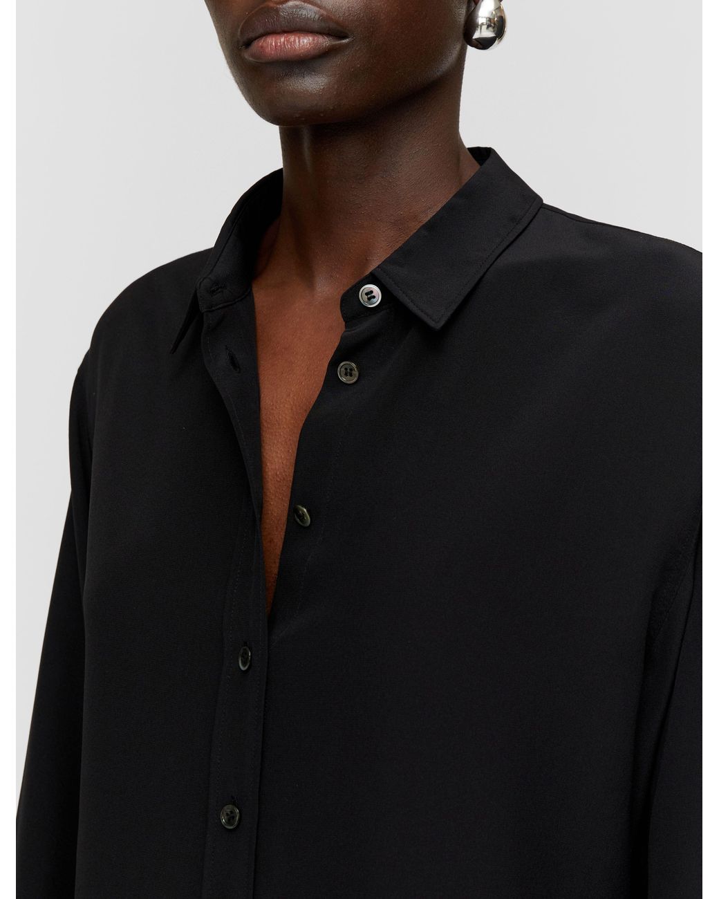 Joseph Black Silk Crepe De Chine Joe Blouse