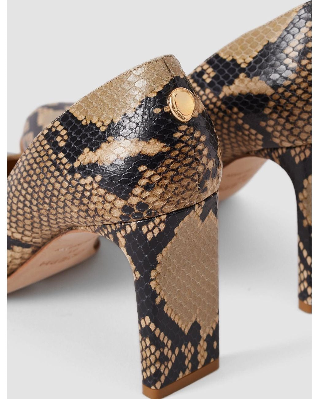 Joseph Natural Alette Snake Print Leather Heeled Pumps