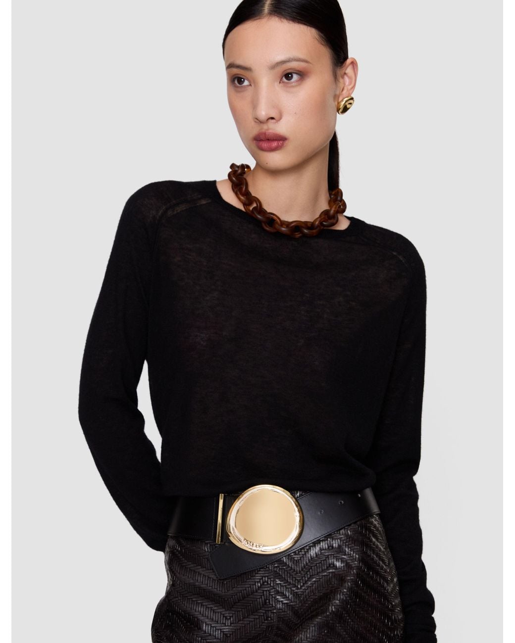 Joseph Black Elodie Bean Wide Leather Belt