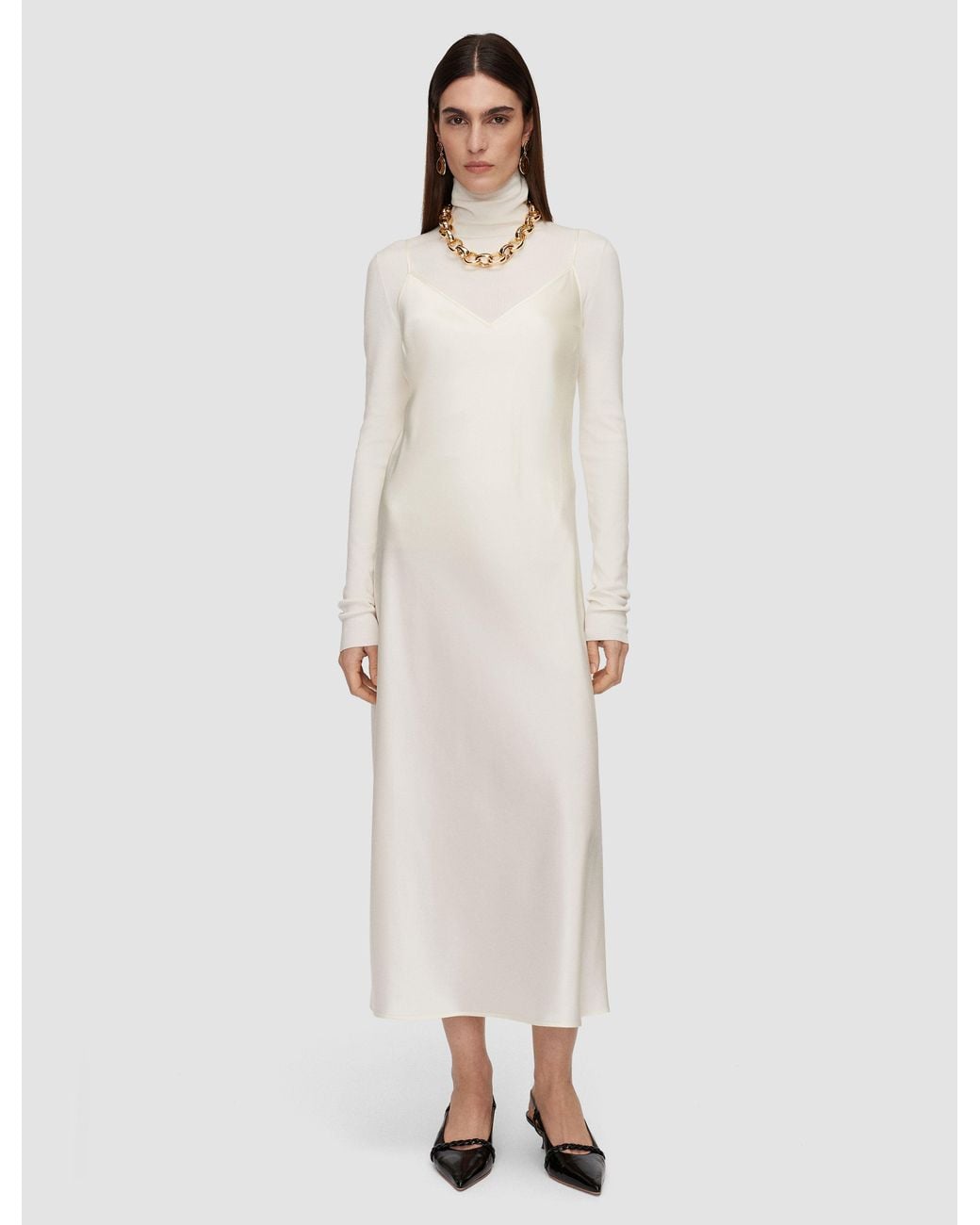 Joseph White Clea Silk Satin Dress