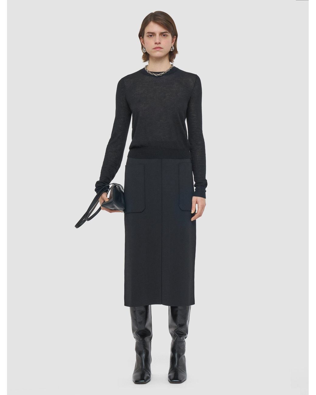Joseph Black Cashair Round Neck Jumper