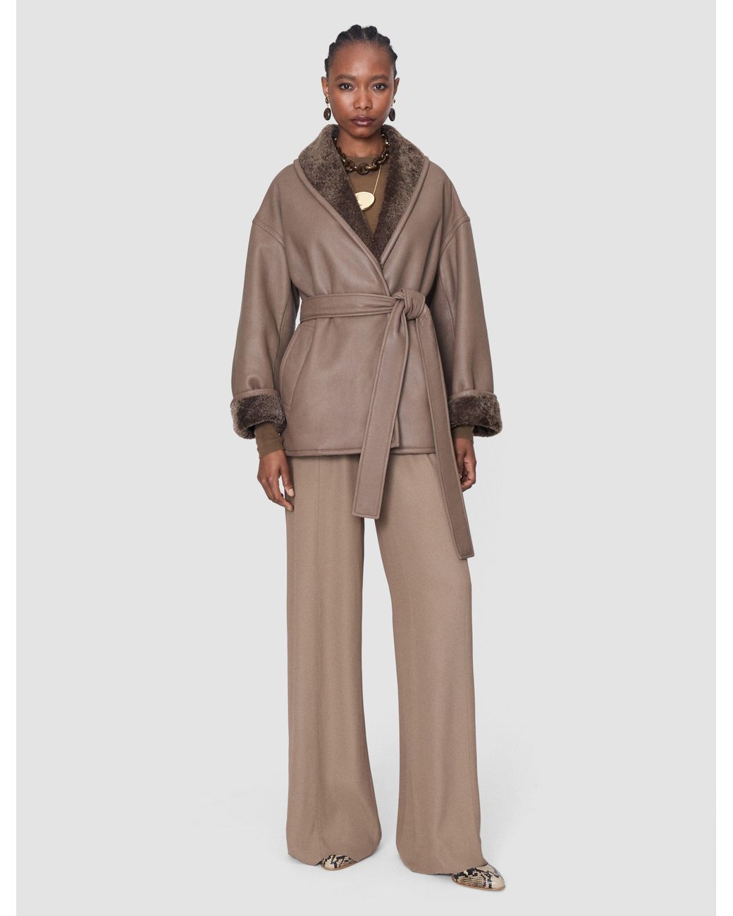 Joseph Brown Manu Textured Shearling Leather Jacket