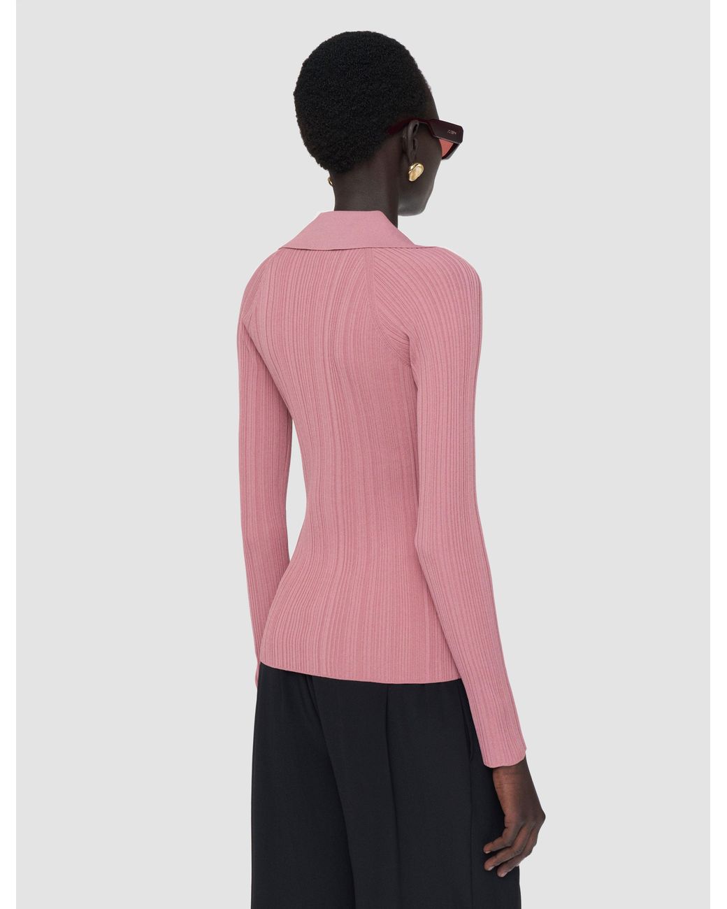 Joseph Pink Chelia Plissé Knit Top