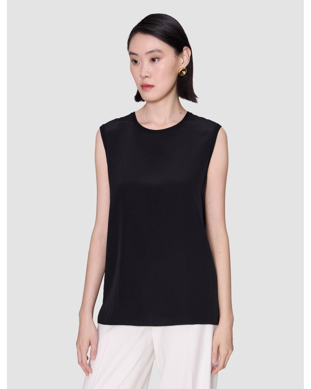 Joseph Black Silk Crepe De Soie Bley Blouse