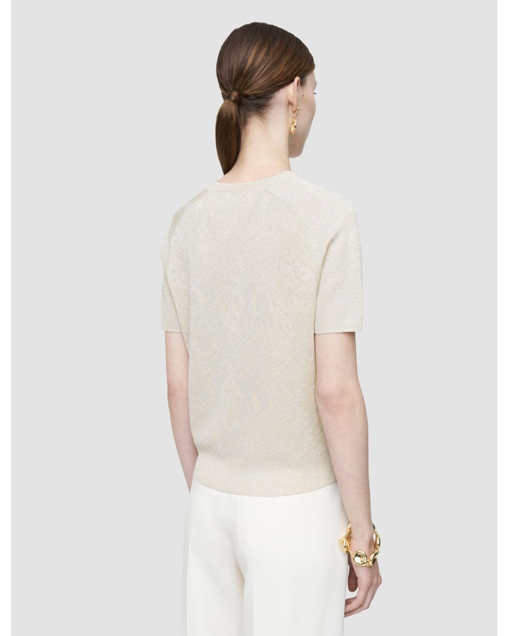 Joseph White Char Lurex Snake Knit Top