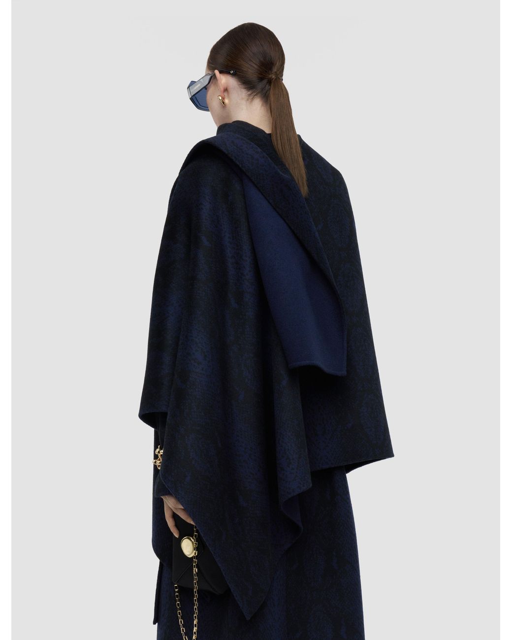 Joseph Blue Cassidy Double Face Snake Jacquard Cape