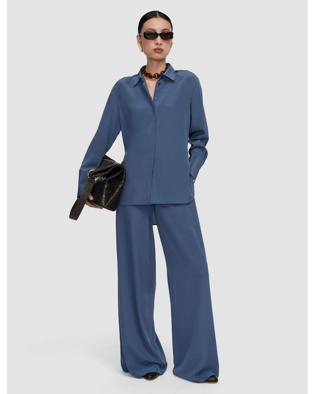 Joseph Blue Bold Crepe De Soie Silk Blouse