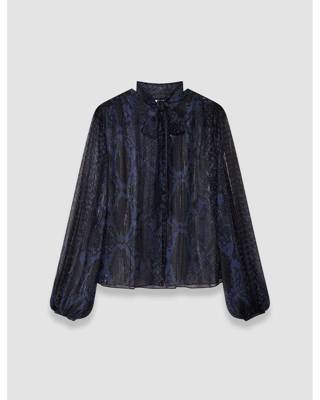 Joseph Blue Sally Snake Lurex Chiffon Blouse