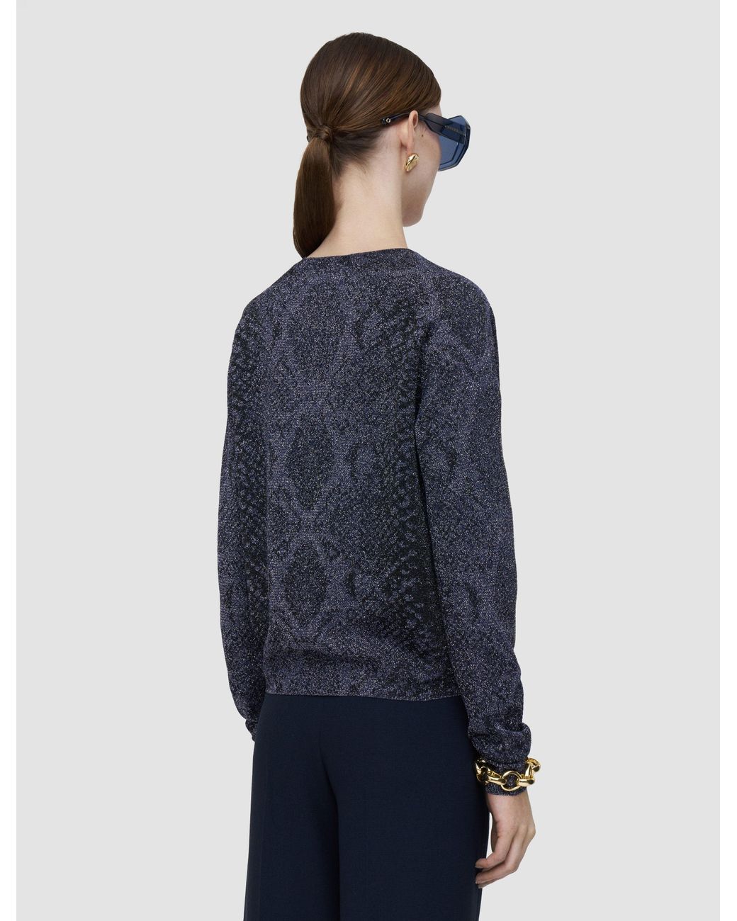 Joseph Blue Doris Lurex Snake Knit Cardigan