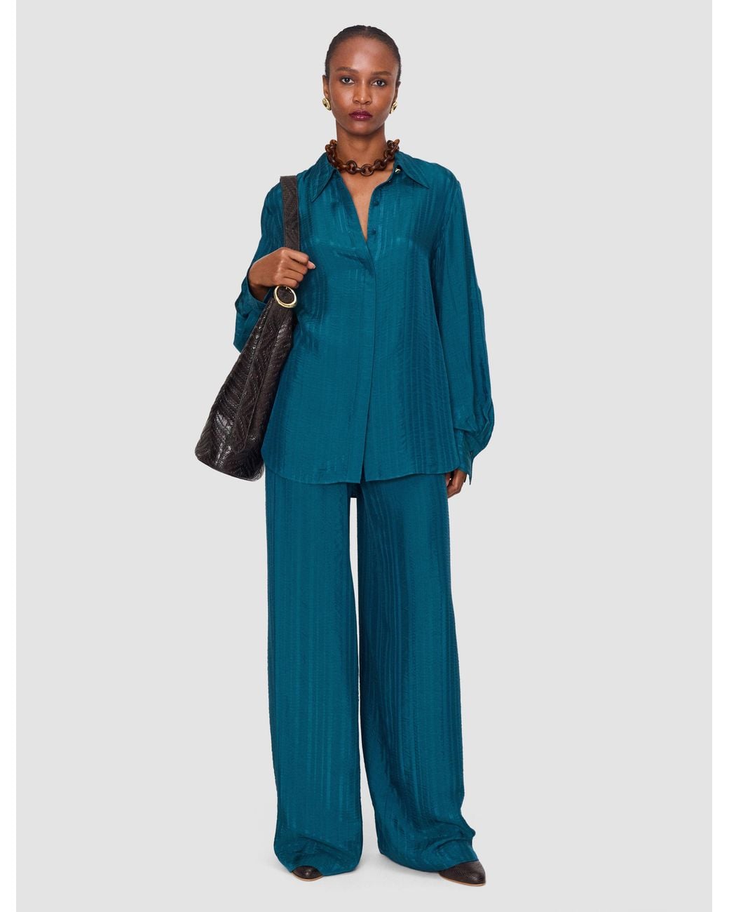 Joseph Blue Sina Silk Stripe Blouse