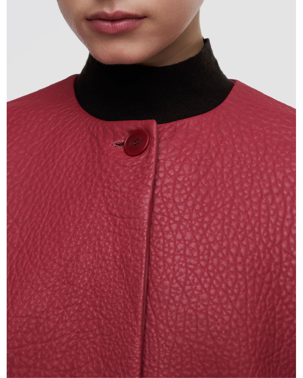 Joseph Red Barbs Pebble Leather Jacket