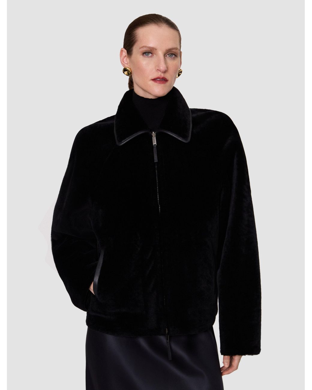 Joseph Black Kyro Reversible Soft Shearling Jacket