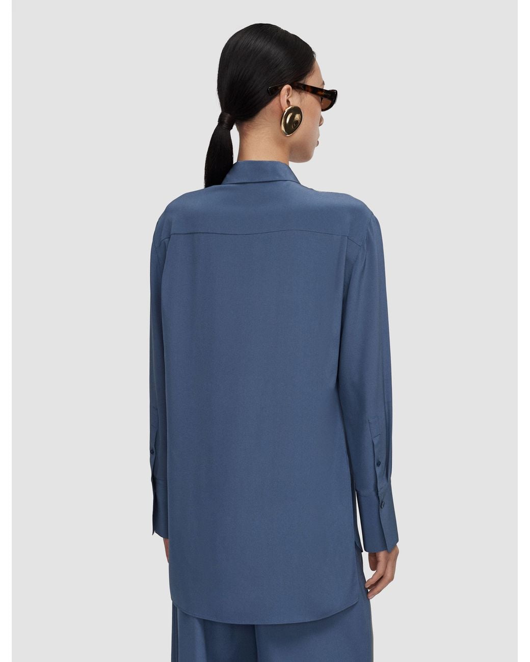 Joseph Blue Bold Crepe De Soie Silk Blouse