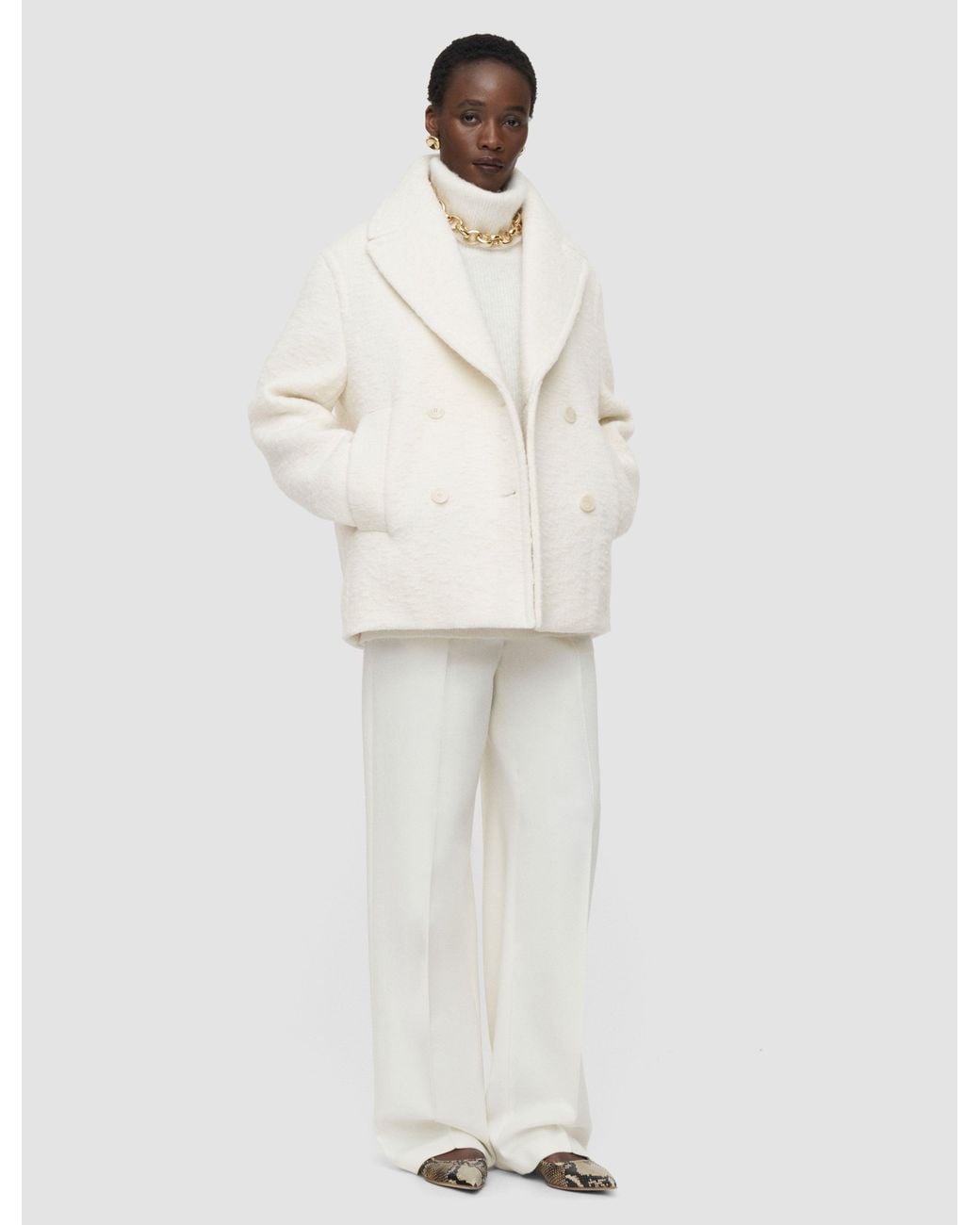 Joseph White Eddie Wool Bouclé Coat