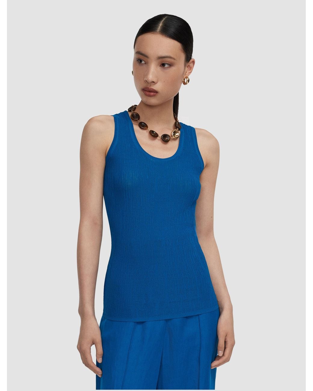 Joseph Blue Bayt Crinkle Viscose Vest Top