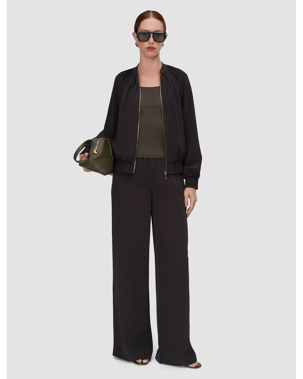 Joseph Black Mira Satin Twill Bomber Jacket