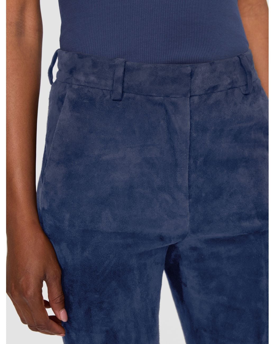 Joseph Blue Tafira Suede Stretch Trousers