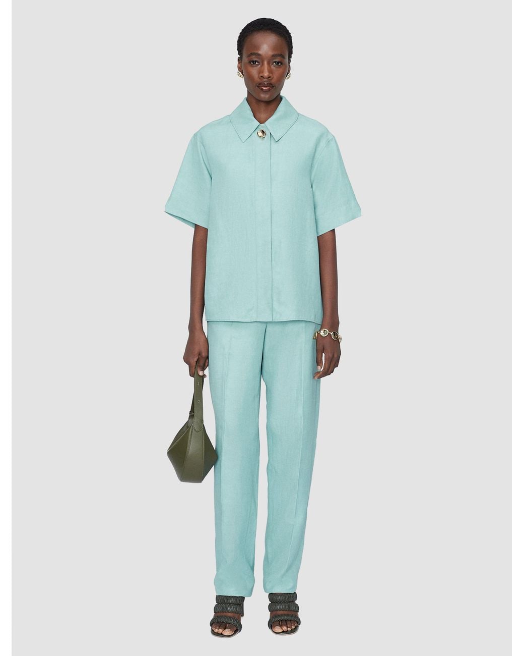 Joseph Blue Volu Light Linen Blend Shirt