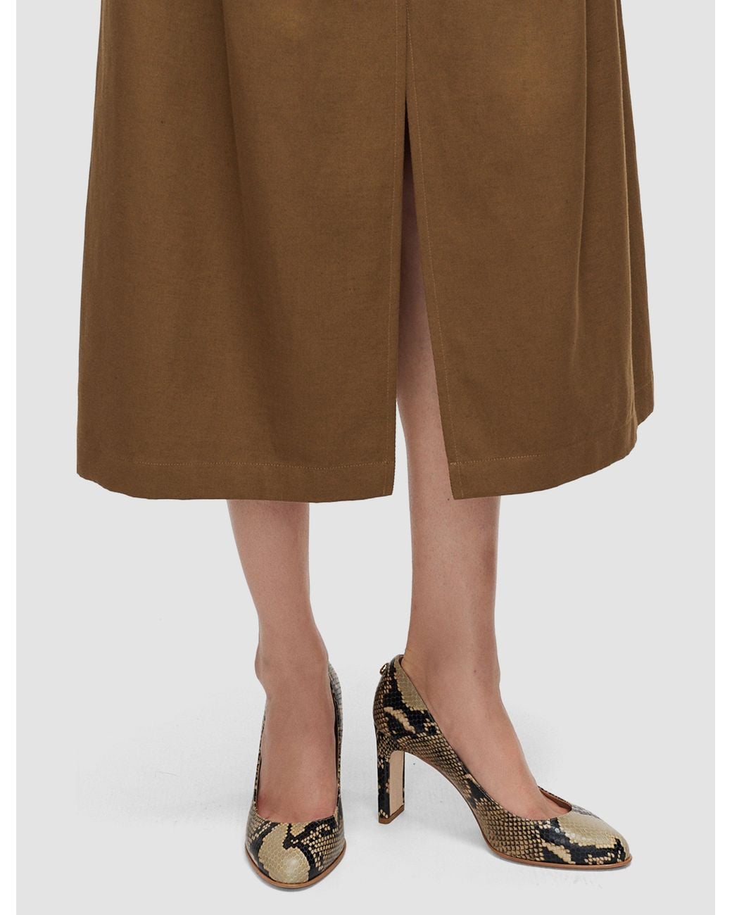 Joseph Natural Alette Snake Print Leather Heeled Pumps