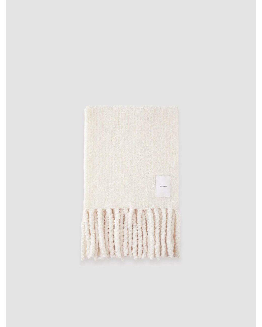 Joseph White Bouclé Knit Scarf