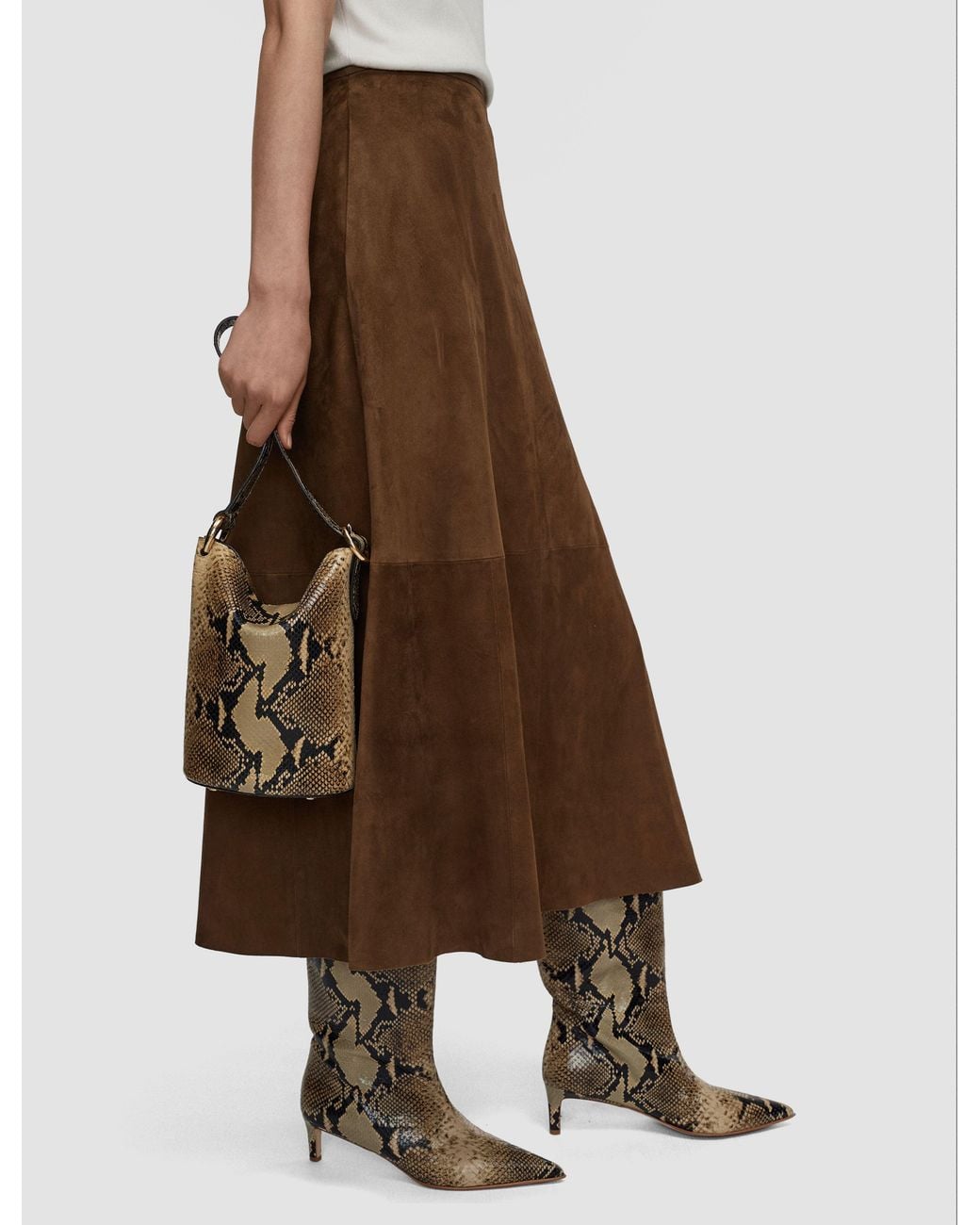 Joseph Brown Mini Bucket Snake Leather Bag