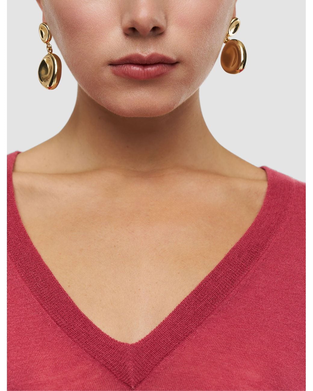 Joseph Red Cashair V Neck Jumper