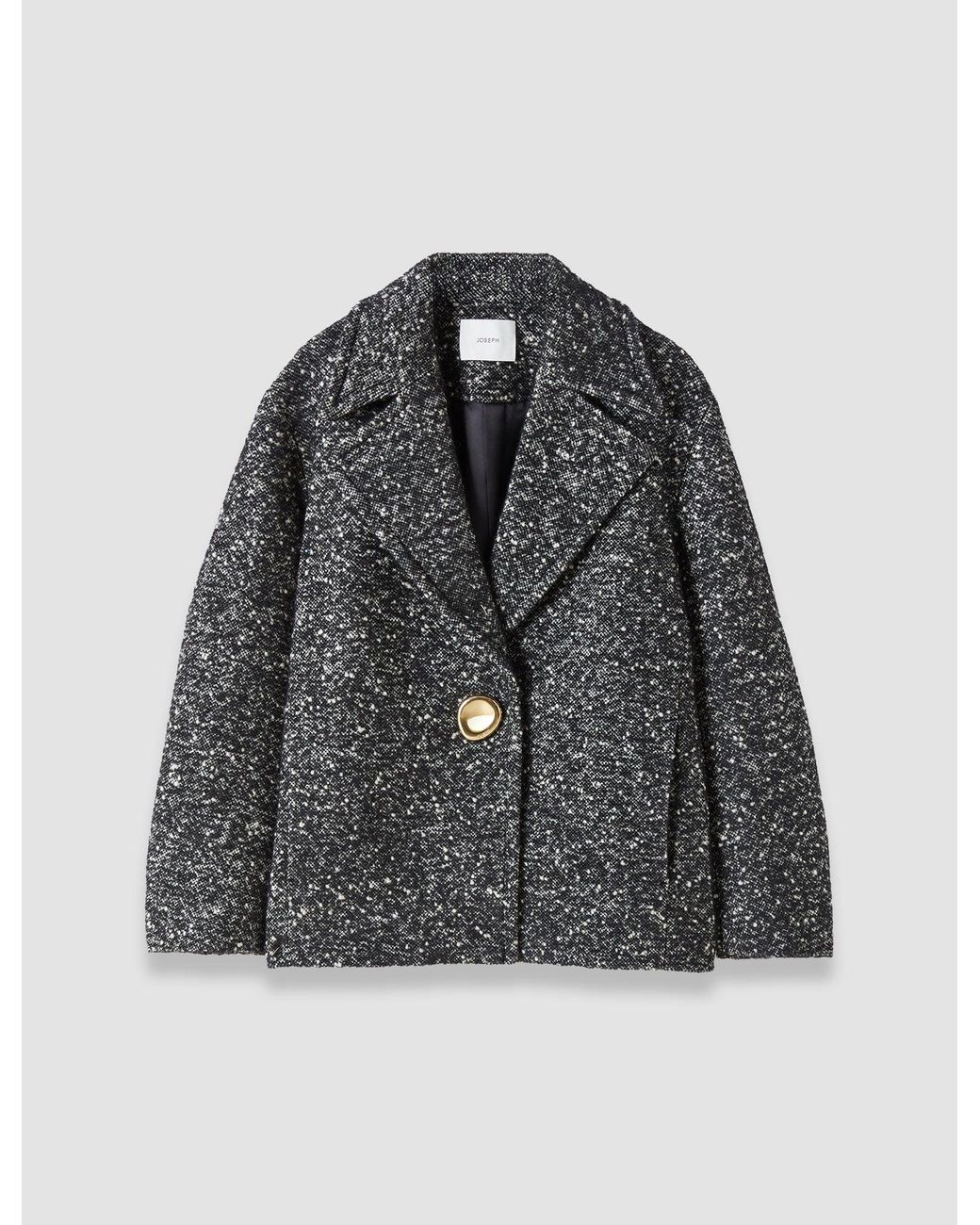 Joseph Black Agar Donegal Tweed Wool Coat
