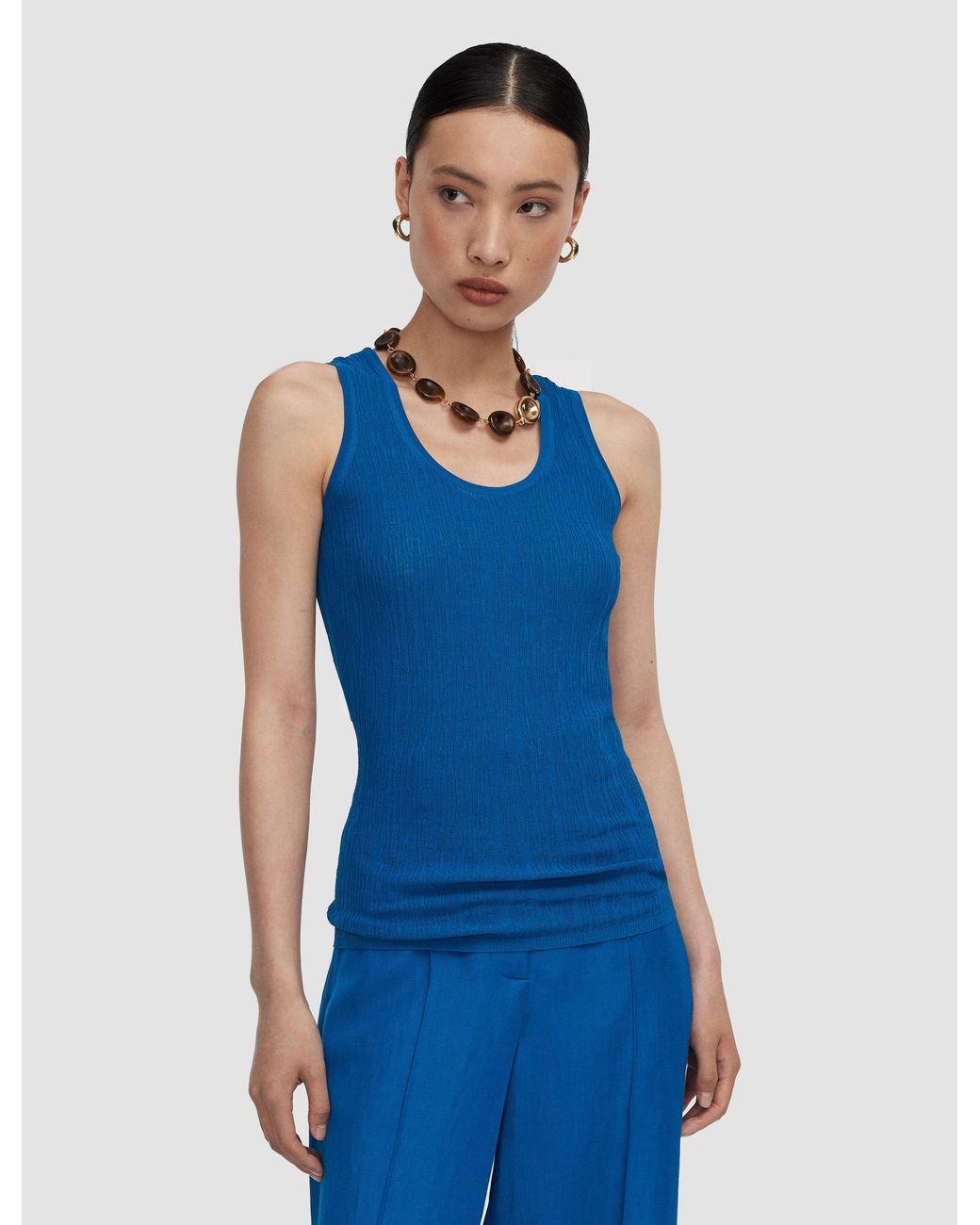 Joseph Blue Bayt Crinkle Viscose Vest Top