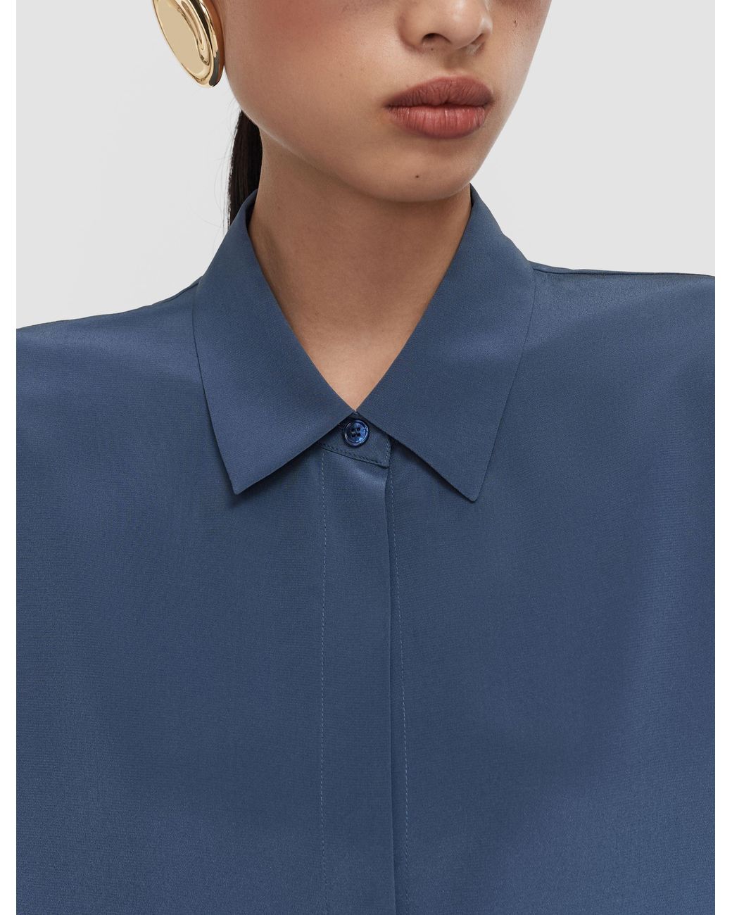 Joseph Blue Bold Crepe De Soie Silk Blouse