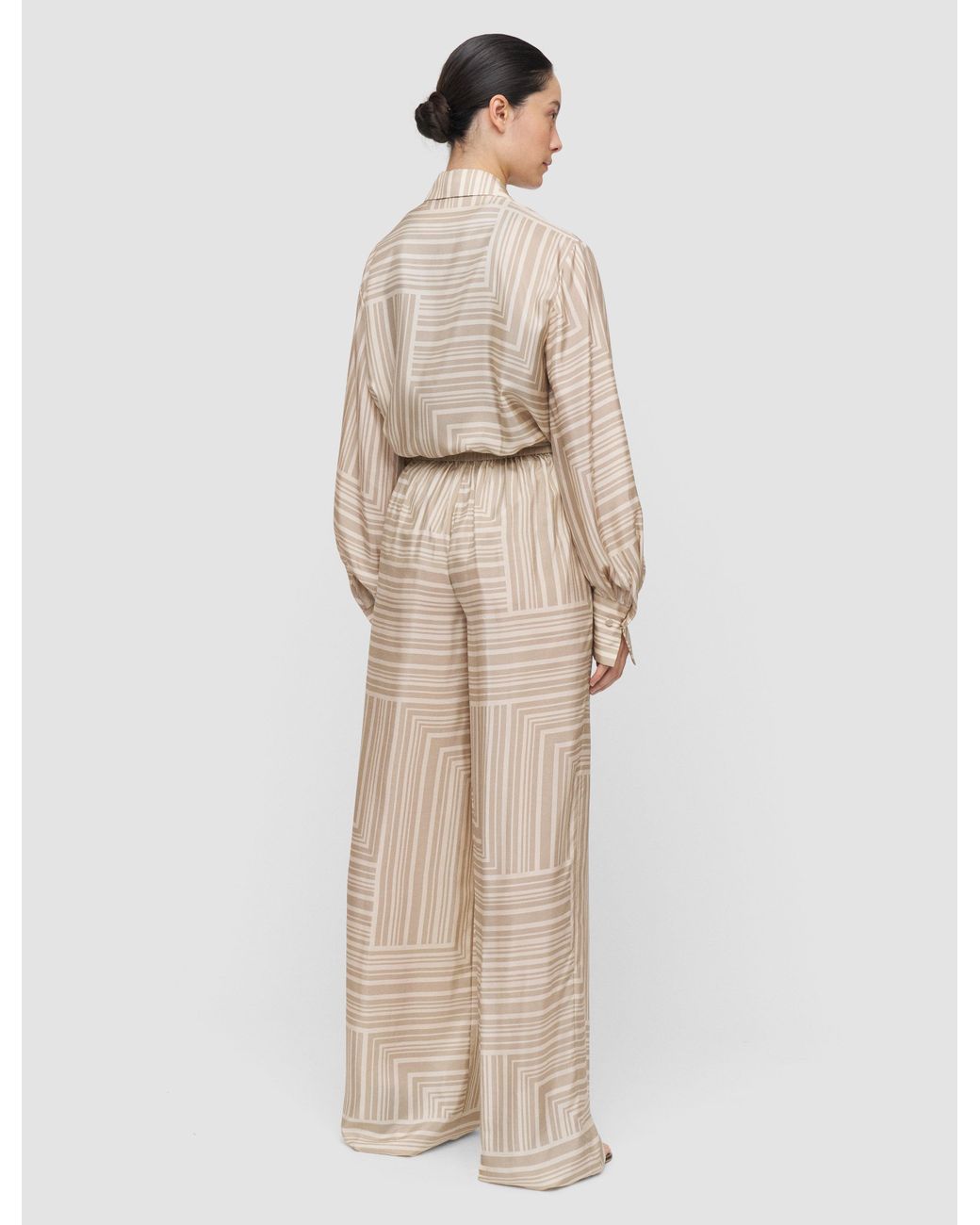 Joseph Natural Dijon Printed Silk Trousers