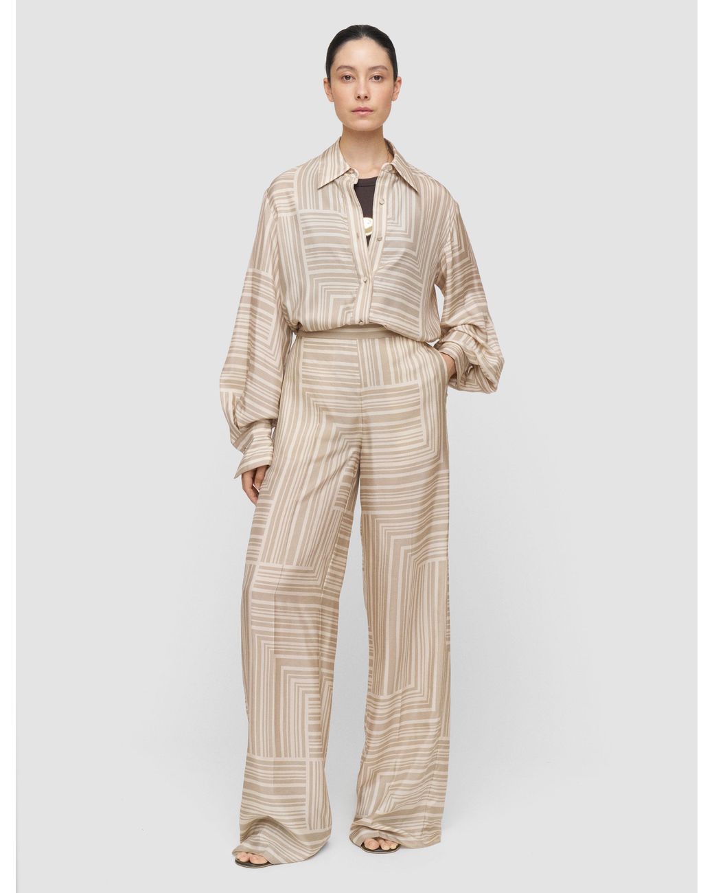 Joseph Natural Dijon Printed Silk Trousers