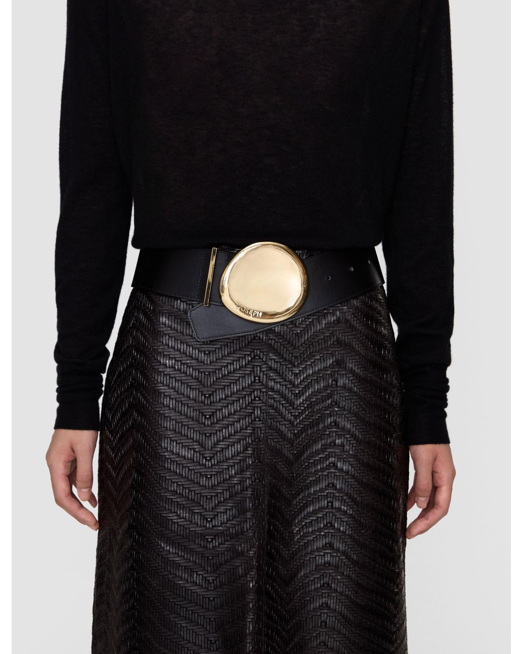 Joseph Black Elodie Bean Wide Leather Belt