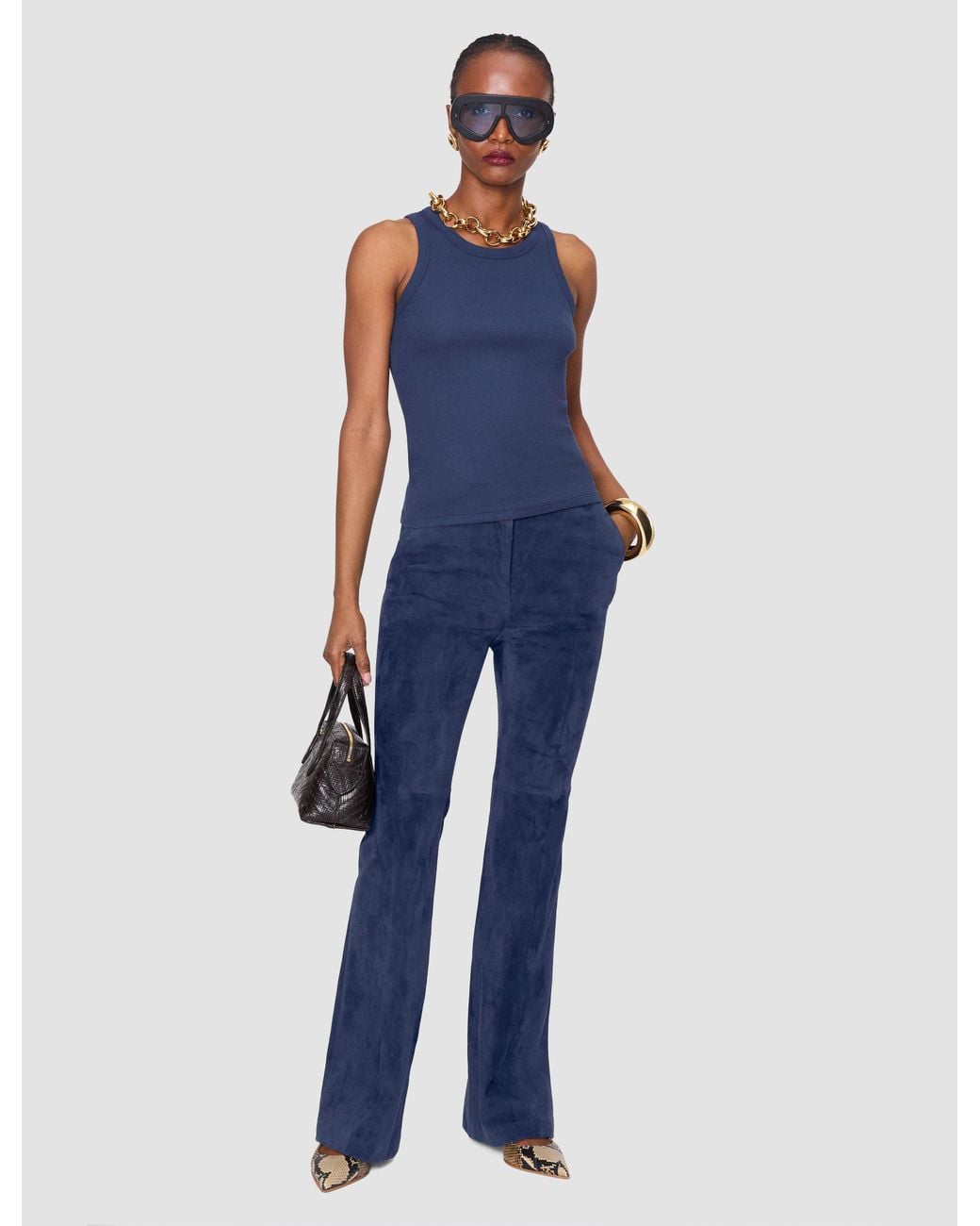 Joseph Blue Tafira Suede Stretch Trousers