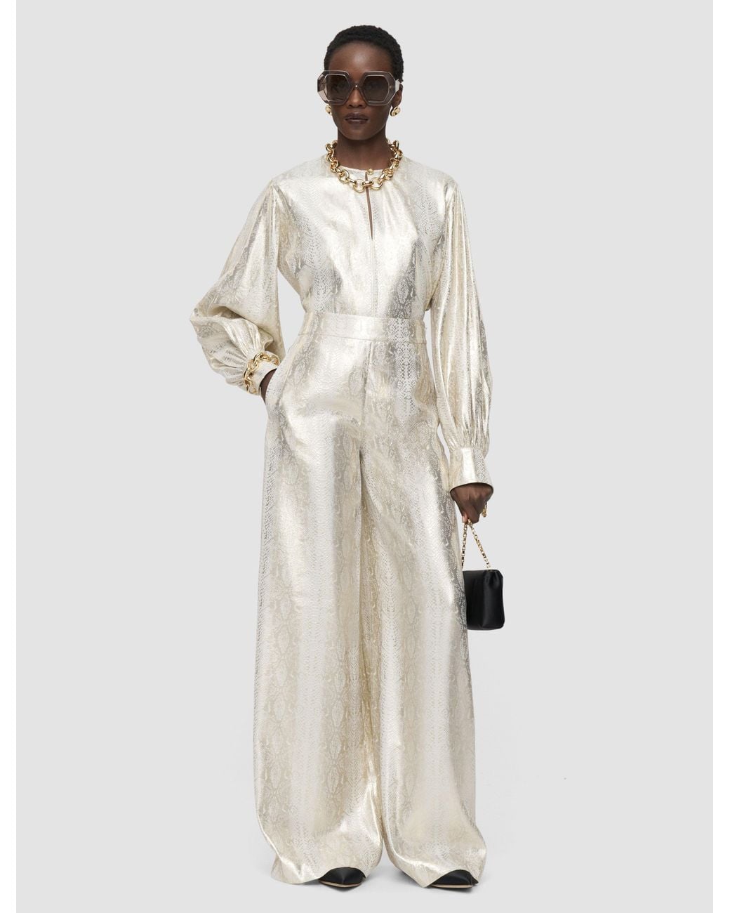 Joseph White Selene Silk Snake Lamé Trousers