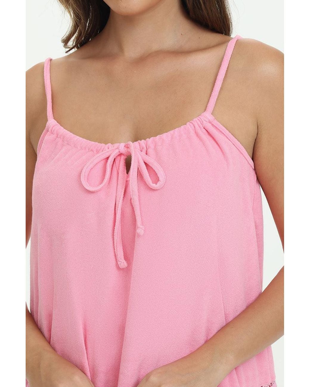 Juicy Couture Pink Towel Terry Lace Trim Tiered Dress